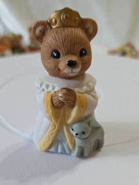 Vintage Homco Halloween Princess Bear Figurine With Cat Figurine 2.75" #1426